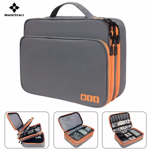 Multi-Layer Cable Storage Bag - Portable Travel Organizer Case for Chargers & Electronic Accessories