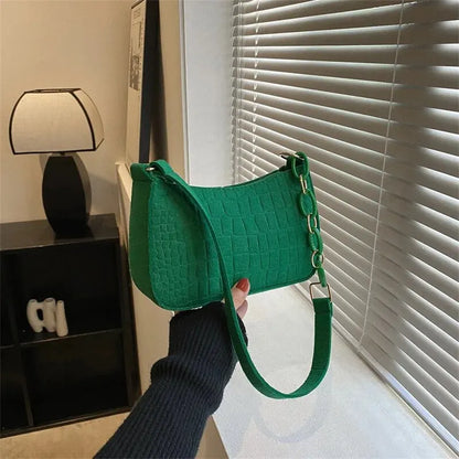 Luxury Lady Felt Armpit Design Tote – Fashionable Small Square Handbag for Women – Chic Crescent Style
