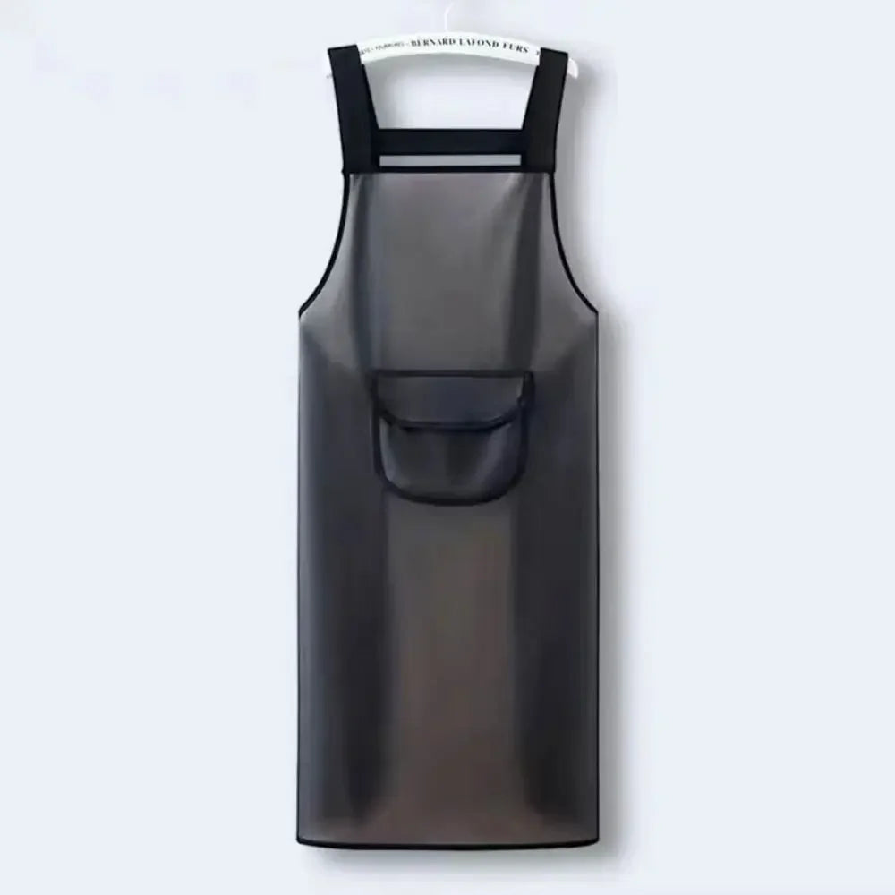 Waterproof PVC Kitchen Apron - Oil-Resistant, Dirt-Proof Cleaning and Household Work Apron in Black or Transparent Style