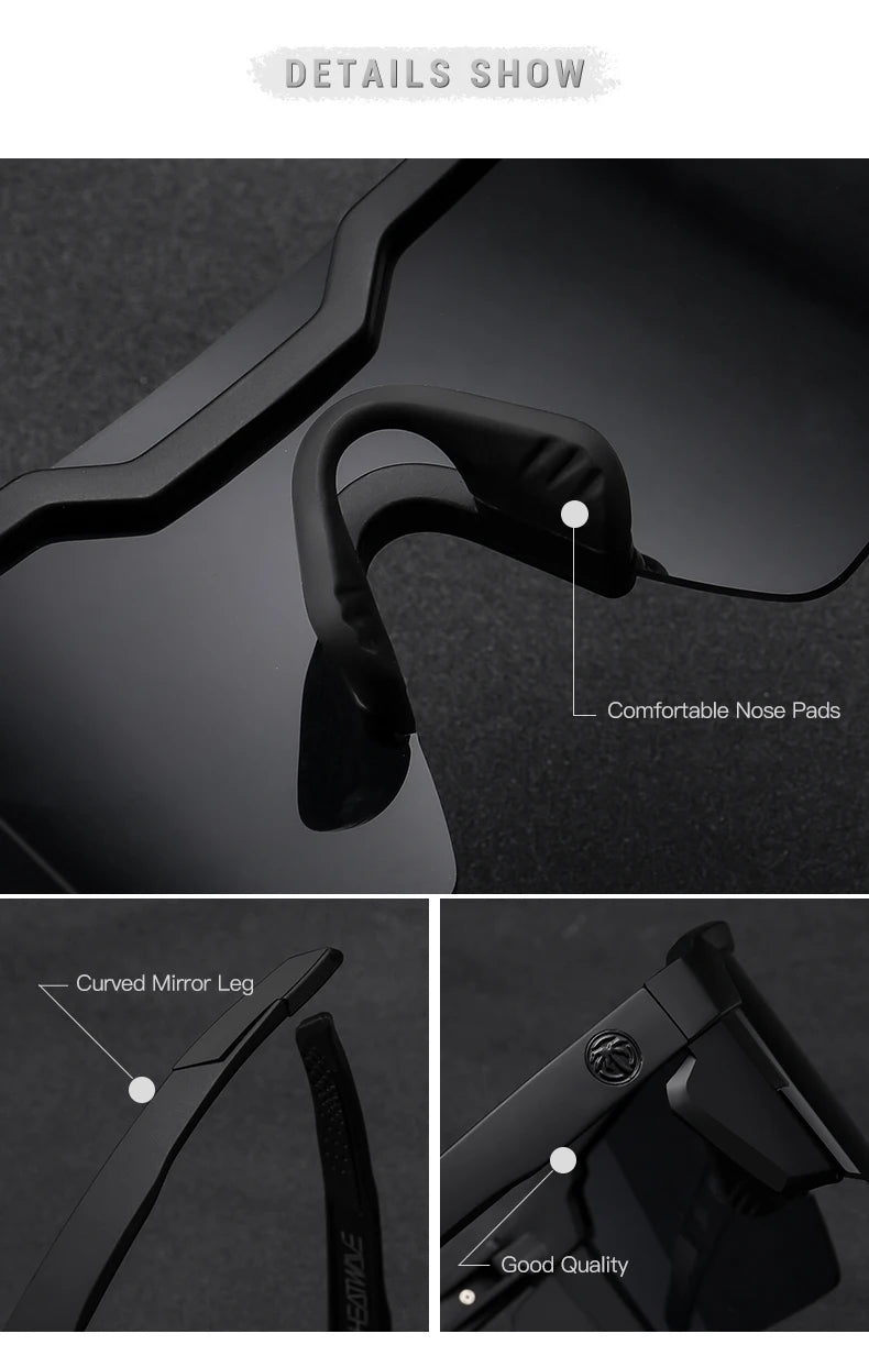 NEW High-Quality Luxury Heat Wave Brand Sunglasses – Square Conjoined Lens Cycling Glasses for Men and Women, UV400 Protection