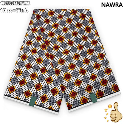 100% Cotton African Real Wax Fabric - Ankara Batik Pagne Sewing Material for Women's Dresses