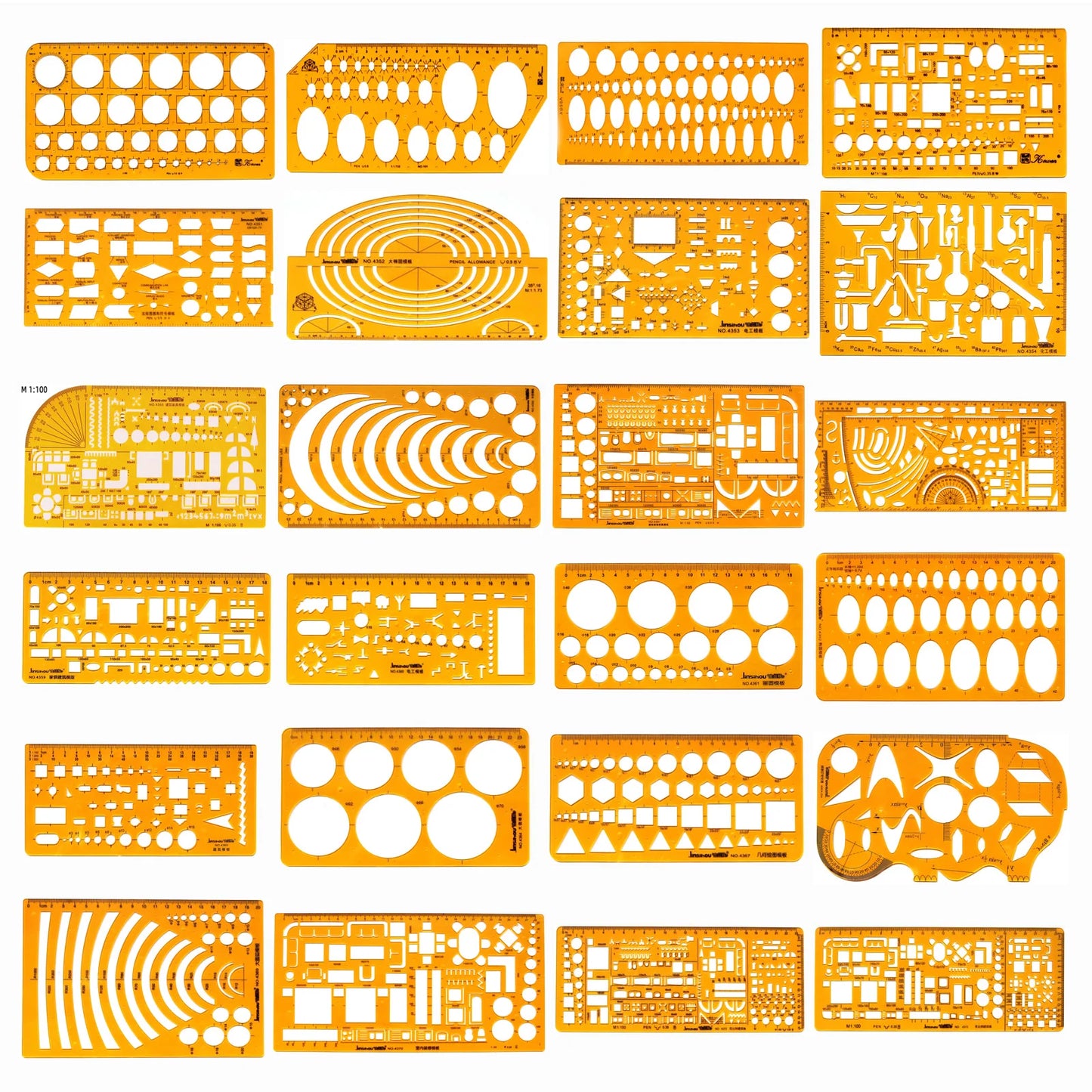Durable Circular Oval Ruler - K Resin Architectural Drafting Template for Drawing and Measuring Furniture Designs
