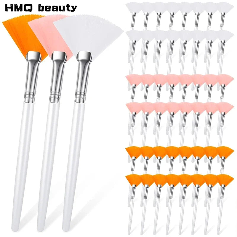 Facial Mask Applicator Brushes - Soft Fan-Shaped Flat Head Cosmetic Brushes for Skincare and Beauty Tools