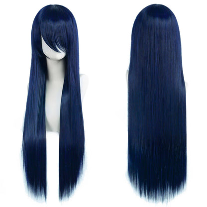 80cm Long Cosplay Wig - Synthetic Straight Hair with Bangs for Lolita Anime Costume Party Styling