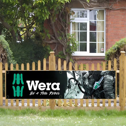 60x240cm WeraS Tools Garage Banner - Polyester Wall Tapestry with Brass Grommets for Indoor & Outdoor Decor