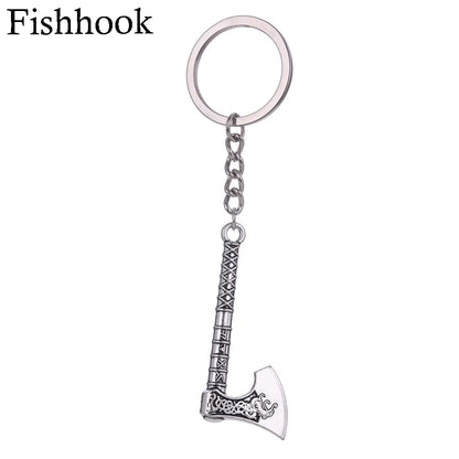 SKYRIM Viking Keychain – Punk Gothic Axe Talisman, Slavic Irish Knot Pagan Amulet Pendant, Men's Jewelry Gift