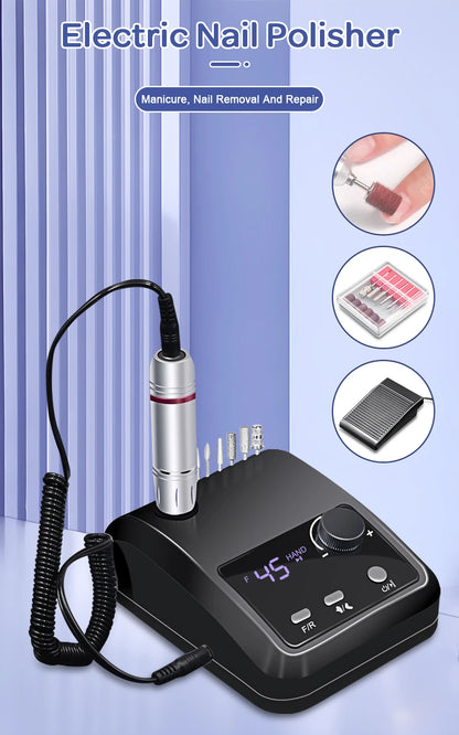 45000 RPM Electric Nail Drill Machine, Professional Metal Manicure Pen, HD Display Nail File & Sander for Nails