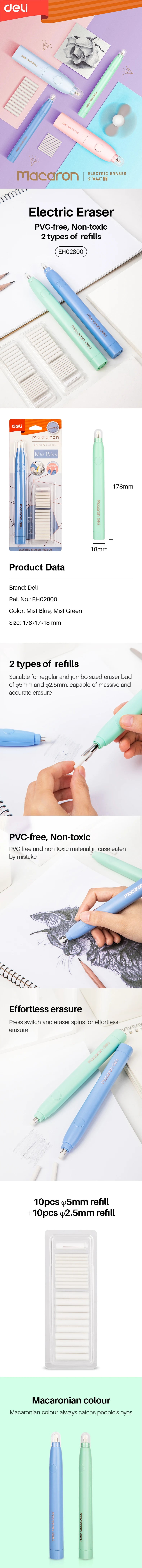 Electric Rubber Eraser Pen by Deli — Adjustable Auto Eraser for Writing, Sketching, and Drawing