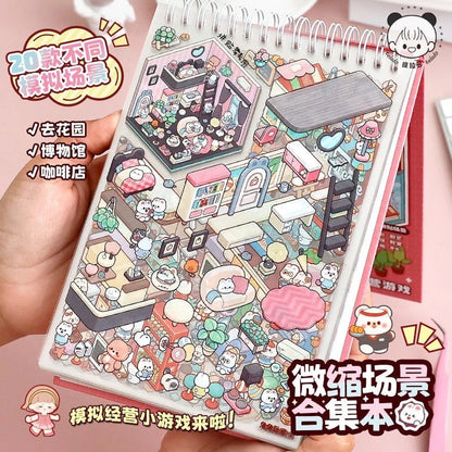 20Pcs Cartoon Landscape Sticker Book - 3D DIY Forest Village Scene Stickers Pocket Activity Gift for Kids Students
