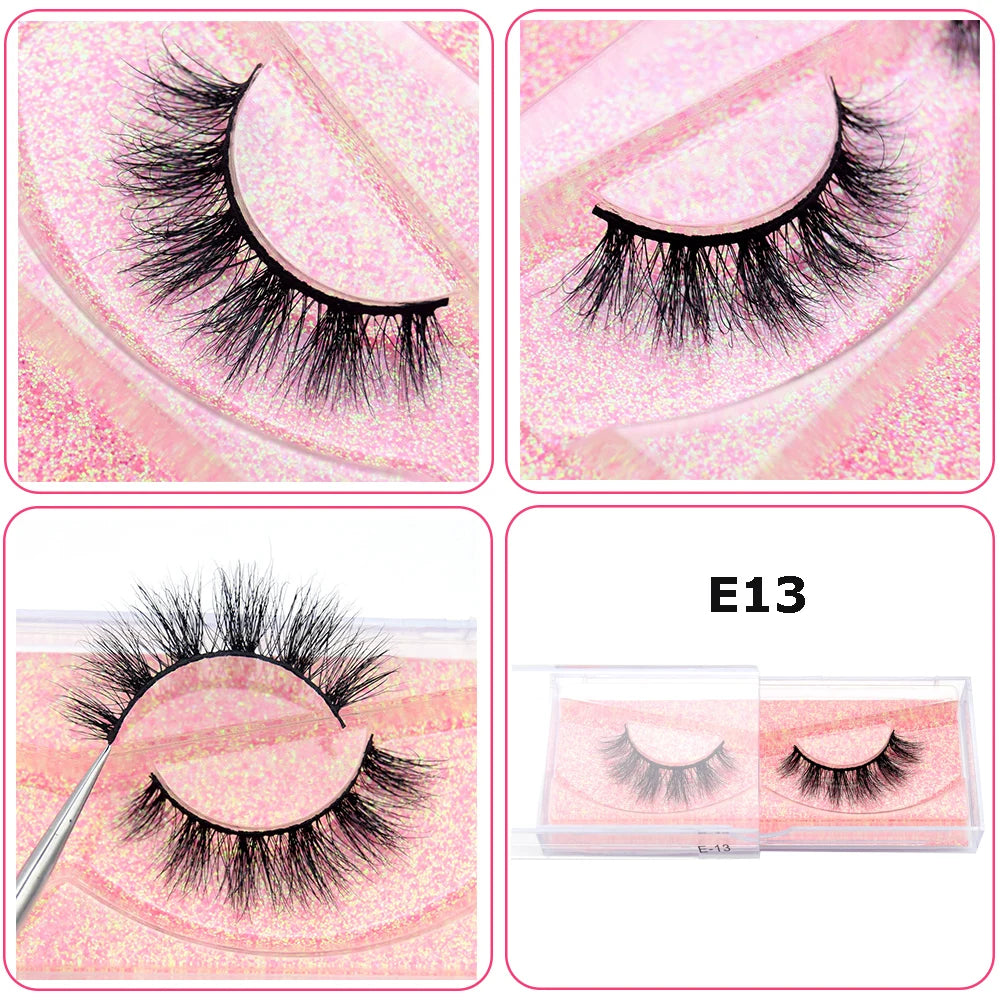 3D Real Mink False Eyelashes – Thick Handmade Strip Lashes with Glitter Packing for Makeup Beauty D101