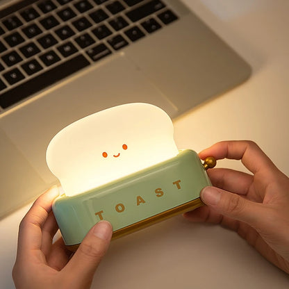 INS Style Toast Maker Night Light – Creative LED Bedside Desk Lamp with Timer