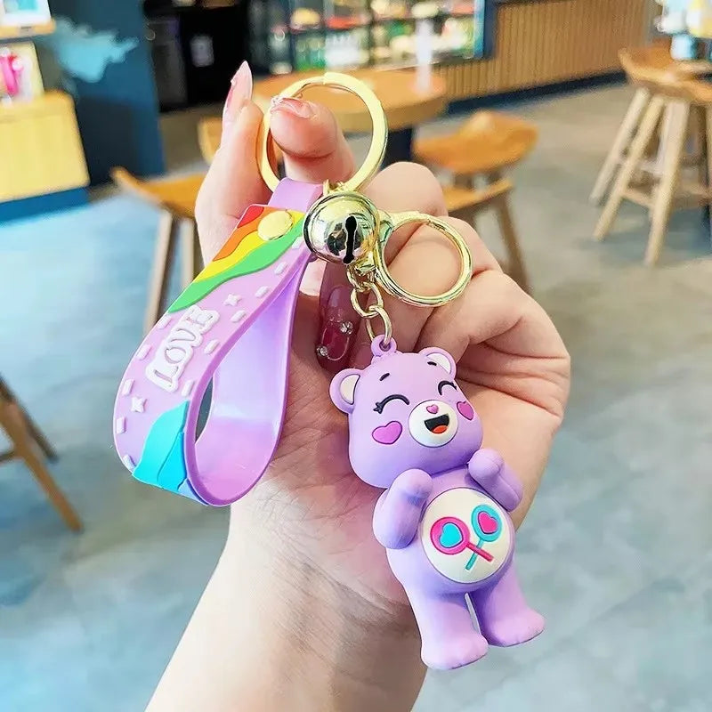 Care Bears Movie II Love Bear Keychain – Cartoon Doll Pendant for Couples & Halloween Gifts