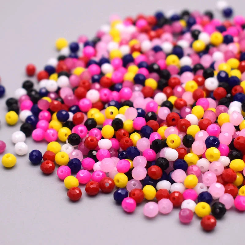Mixed Color Crystal Glass Beads - 4mm Faceted Rondelle Spacer Beads for DIY Bracelet & Jewelry Making Crafts