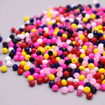 Mixed Color Crystal Glass Beads - 4mm Faceted Rondelle Spacer Beads for DIY Bracelet & Jewelry Making Crafts