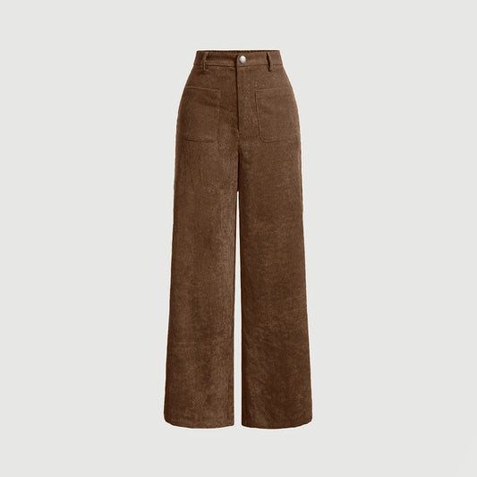 Mia Muse Women's All-Season Casual Pants – Retro Vintage Pocket, Natural Waist, Full Length for Any Occasion