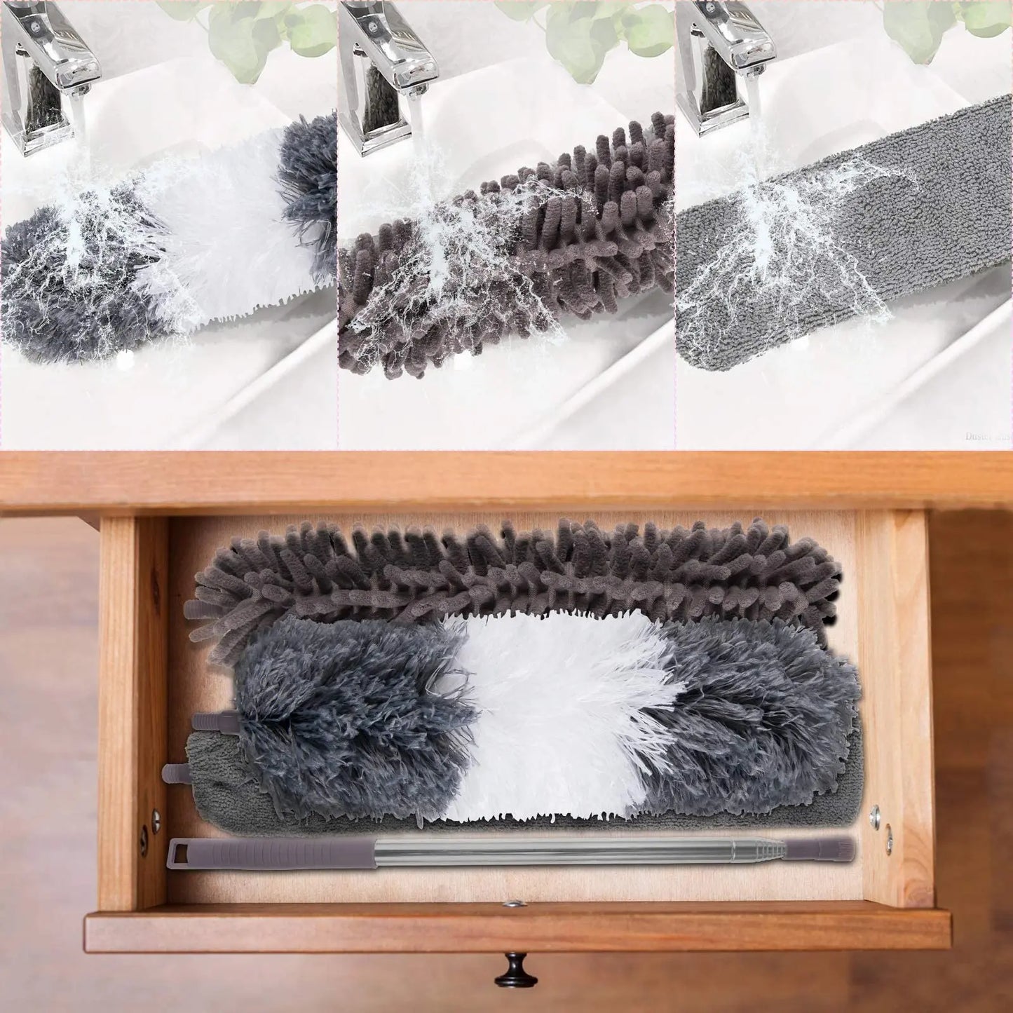 Telescopic Microfiber Duster – 250cm Extendable Washable Brush for Spider Web & Dust Cleaning