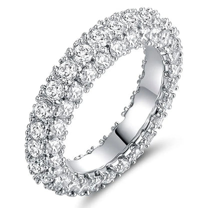 925 Sterling Silver Eternity Band Ring - CZ Diamond Promise Engagement Wedding Jewelry for Women & Men