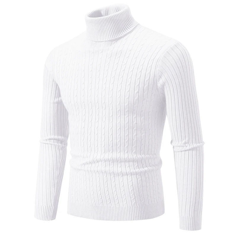 Men's High Neck Turtleneck Sweater - Warm Knitted Pullover Winter Casual Outdoor Top