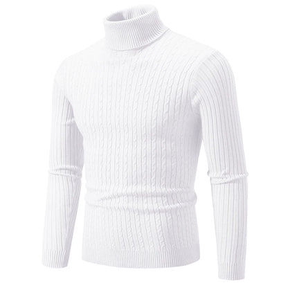 Men's High Neck Turtleneck Sweater - Warm Knitted Pullover Winter Casual Outdoor Top