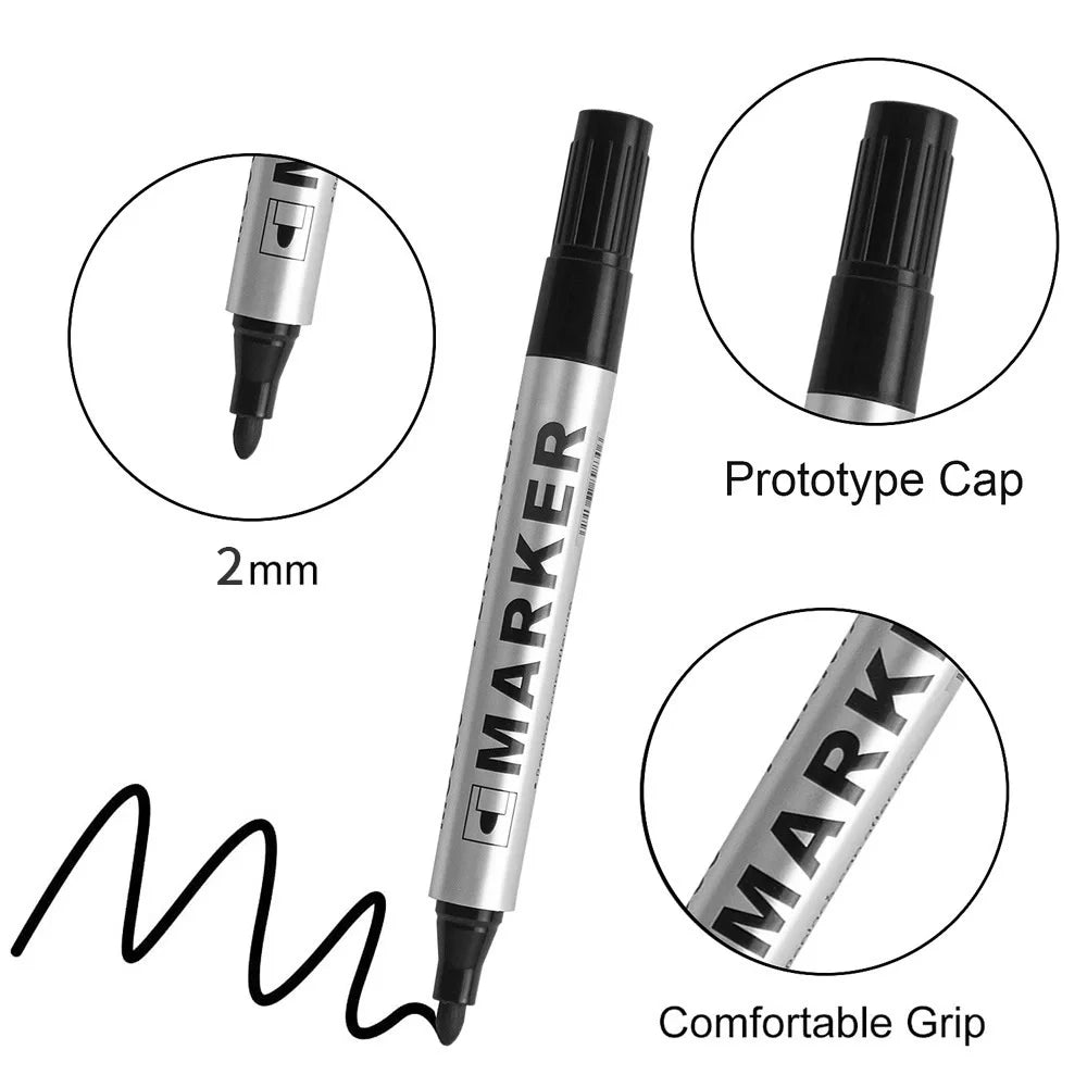 Permanent Waterproof Paint Marker Pen – Quick-Dry Black Ink for Tires, Oily Surfaces & Signature Writing Stationery Tool