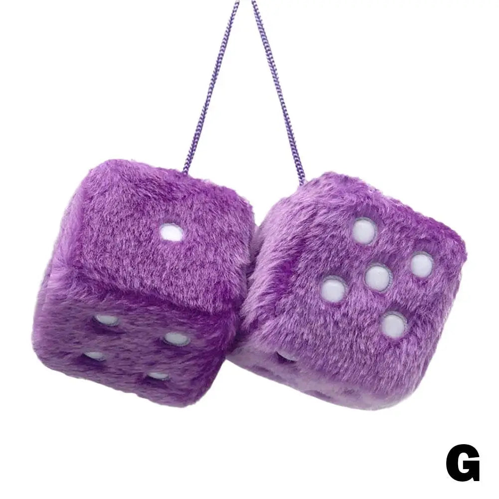 Long Hair Hot Stamping Dot Dice Plush Toy Cube – Anime Car Ornament & Decoration Pendant Accessory