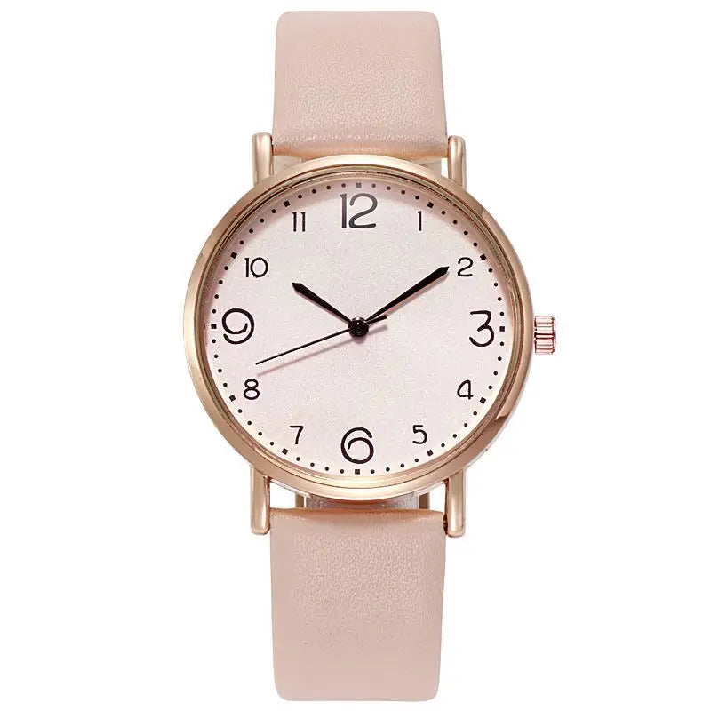 Women’s Casual Leather Quartz Watch – Analog Wristwatch with Arabic Numbers