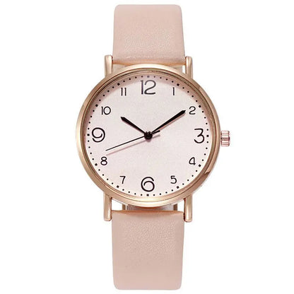 Women’s Casual Leather Quartz Watch – Analog Wristwatch with Arabic Numbers