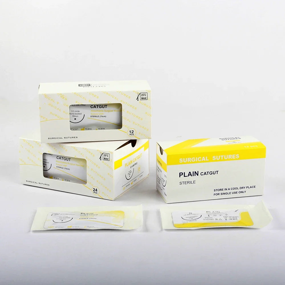 12PCS Absorbable Suture Thread for Pets – PGA 910, 75CM-90CM with Needle, 2/0-5/0 for Dog Suture Training