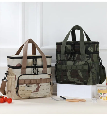 Camouflage Insulated Picnic Lunch Bag – Large Capacity Oxford Cloth Cooler Bag for Outdoor Travel & Food Fresh Keeping