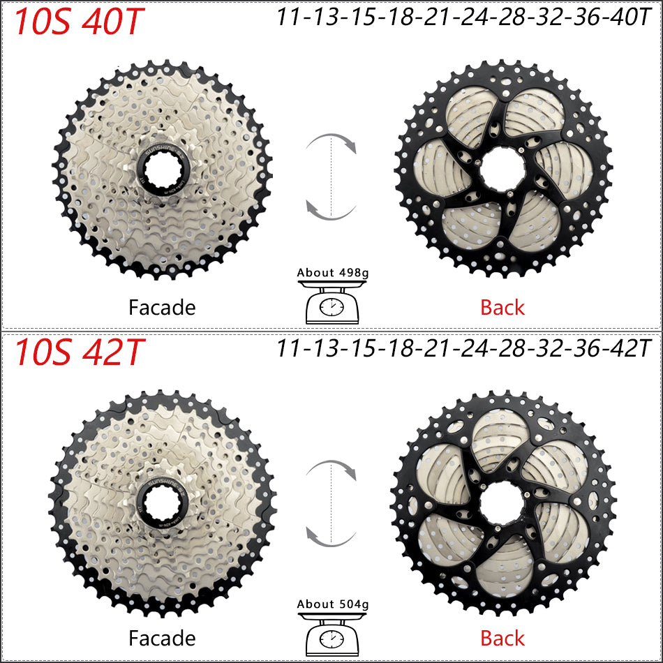 SUNSHINE Bicycle Cassette 8-12 Speed Freewheel - 32T to 52T Sprocket for Shimano/SRAM HG Flywheel