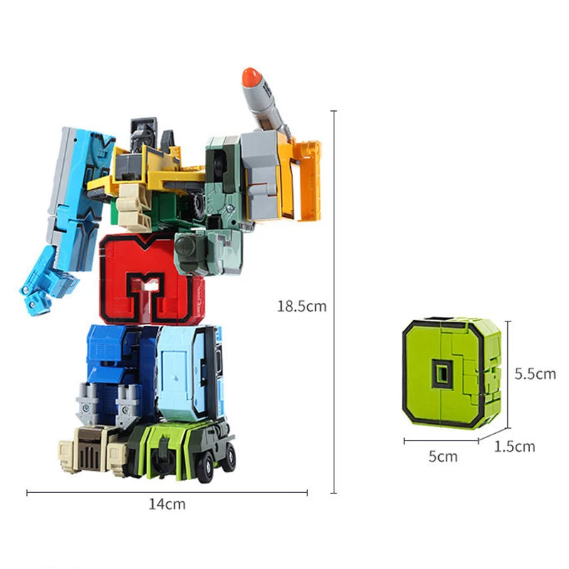 Transforming Robot Action Figure Set – Car Model Alphabet & Math Educational Deformation Toys for Kids Learning & Play
