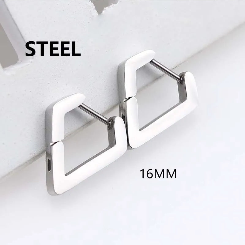 Stainless Steel Triangle Earrings - Unisex Punk Rock Geometric Push-Back Jewelry for Men & Women