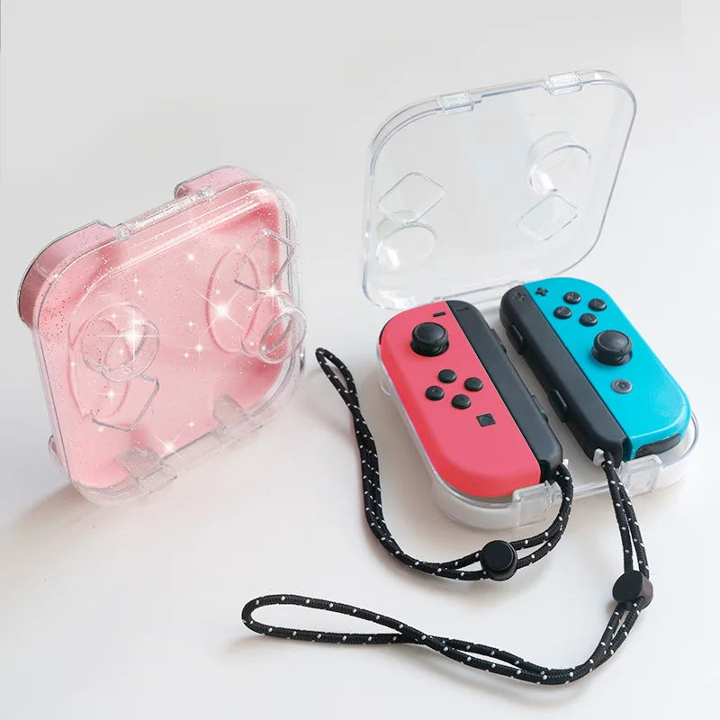 Nintendo Switch Joy-Con Mini Storage Case – Transparent PC Box with Wristband & Silicone Cover for Zelda OLED
