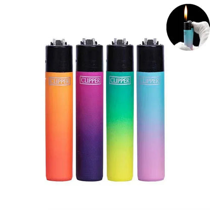 Clipper Dual Color Gradient Windproof Lighter – Open Flame Gear Cigarette Lighter with Metal Grinding Wheel