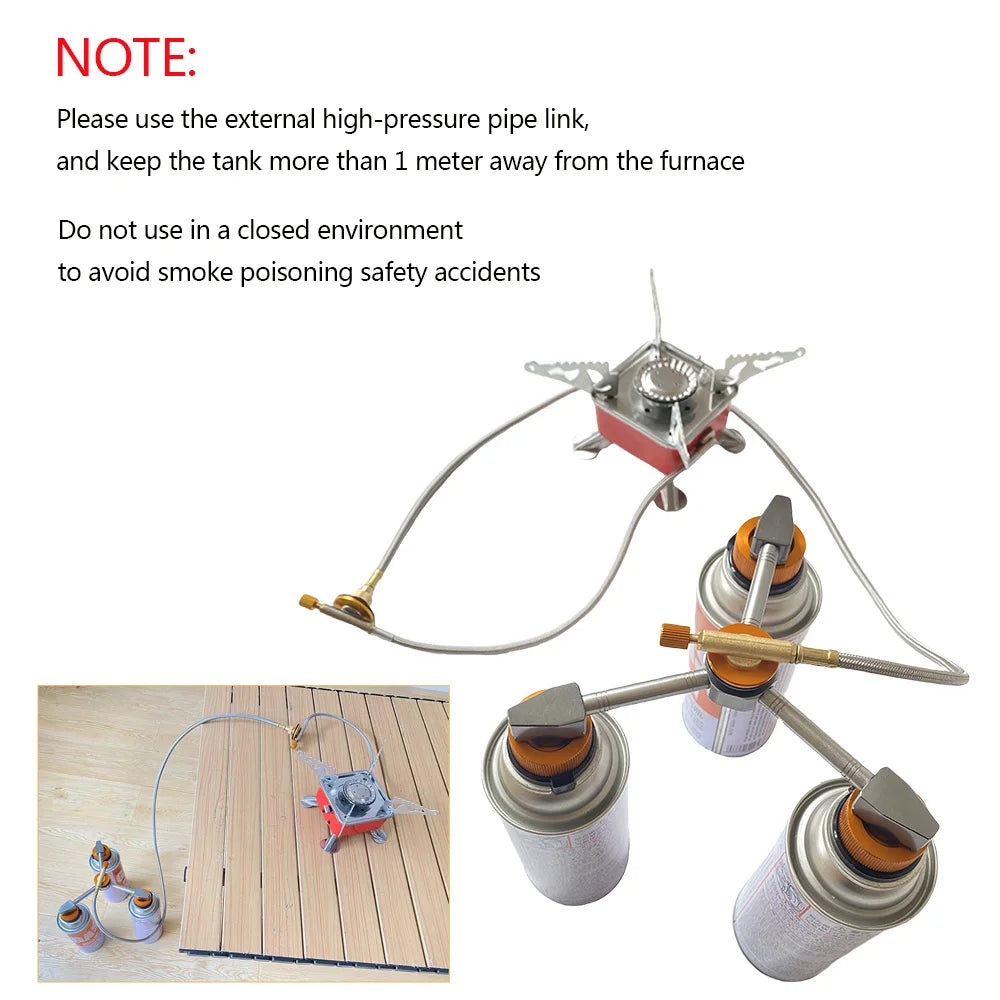 3-in-1 Butane Gas Adapter - Three-Outlet Fuel Tank Conversion & Gas Distributor Head