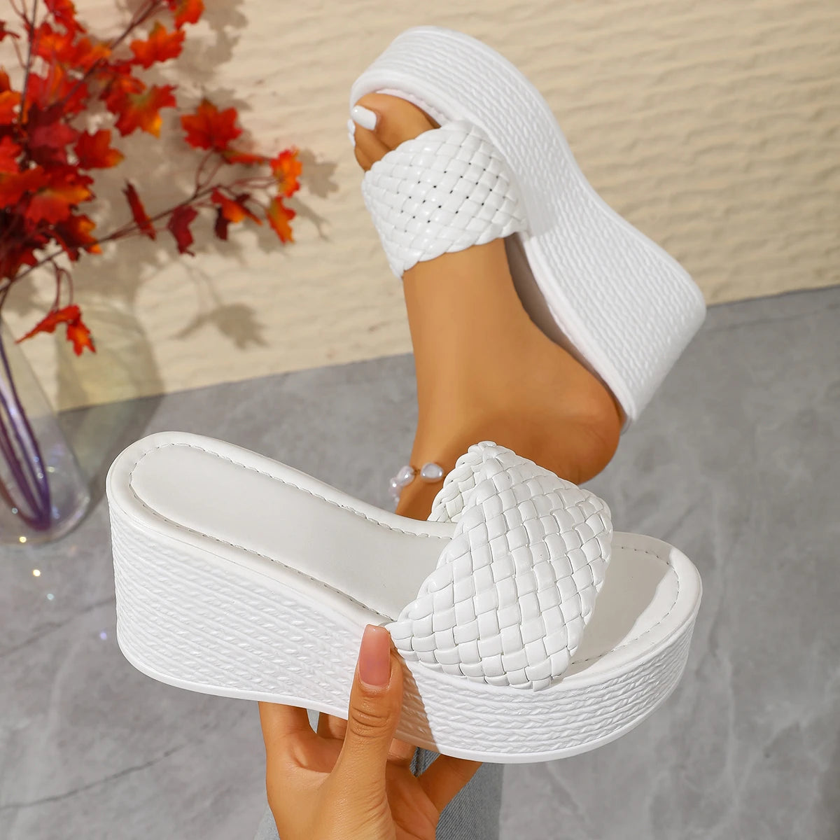 Women's Summer Wedge Sandals - Comfortable Outdoor Beach Casual Slides