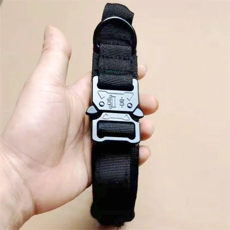 Nylon Tactical Dog Collar with Handle – Adjustable Durable Collar for Medium & Large Dogs Pet Accessories