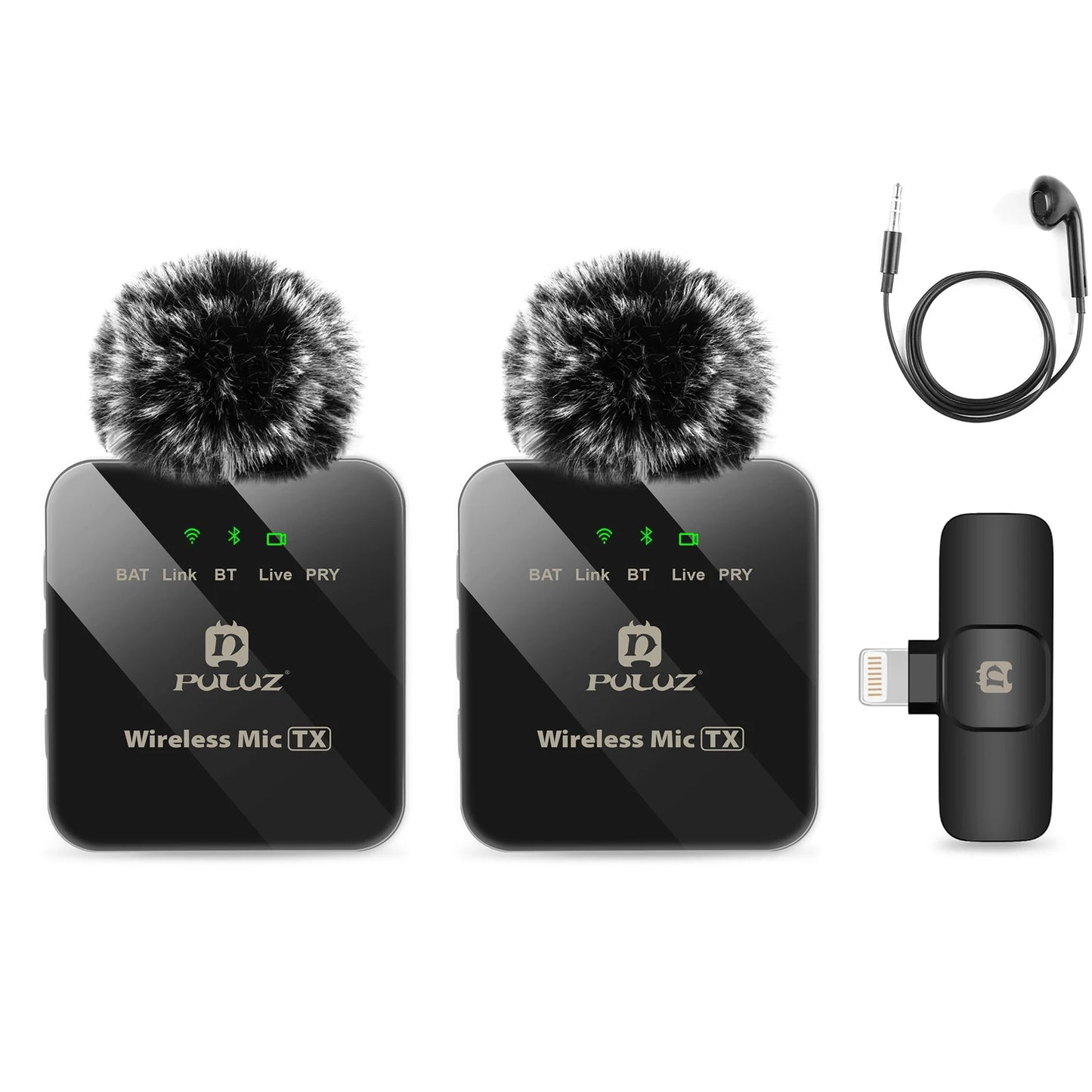 PULUZ Wireless Lavalier Microphone – Portable Mini Mic for iPhone & Android, Audio/Video Recording & Live Broadcast