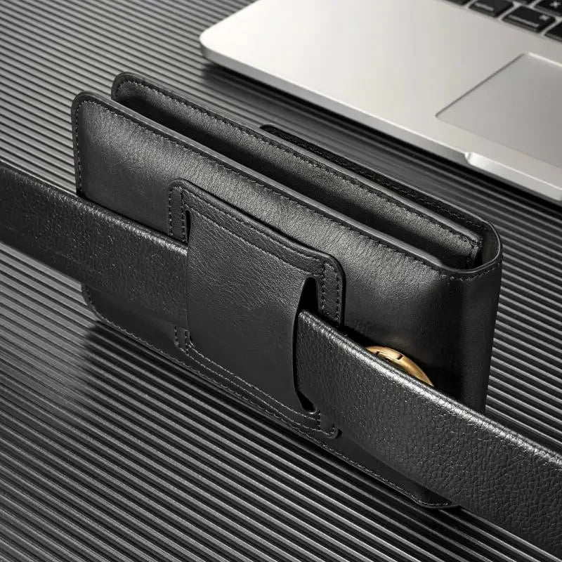 Universal Leather Wallet Phone Case – Belt Clip Cover for iPhone, Samsung, Xiaomi, Waist Bag Holster Pouch for Outdoor Sports & Running