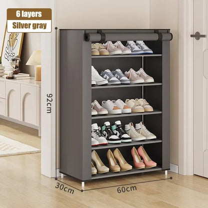 Non-Woven Multi-Layer Shoe Rack – Dormitory Door Cabinet, Space-Saving, Economical, Dustproof Home Storage Box