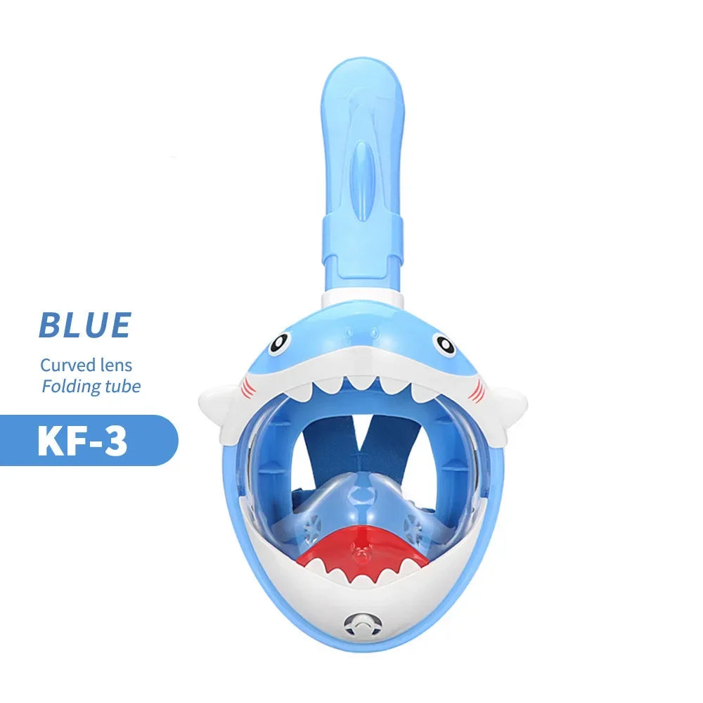 Kids Cartoon Full Face Snorkel Mask - Anti-Fog Swimming & Diving Mask for Boys and Girls