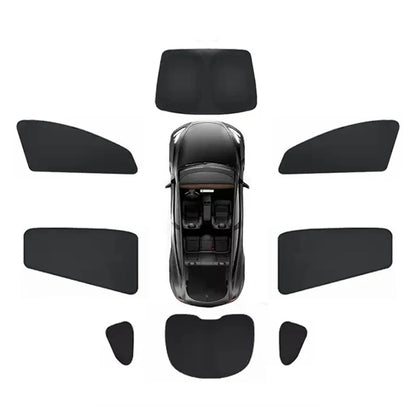 Tesla Model Y Juniper 2025–2026 Sunshade Set – Front, Rear & Side Window Sun Shades, Windshield UV Protection, Outdoor Camping Car Accessories