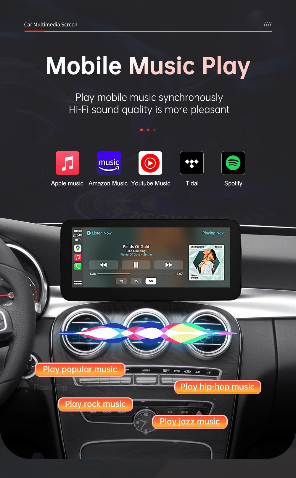 1920x720 Multimedia Touch Screen - Wireless CarPlay & Android Auto for Mercedes-Benz C Class W205, GLC, V Class W447 (2015-2018) NTG5.0