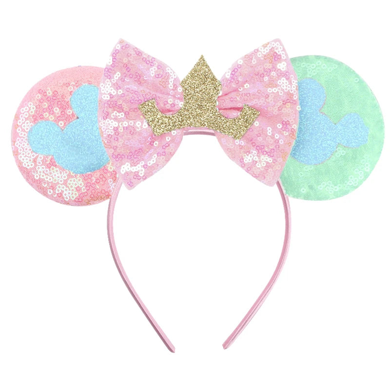 Disney Cartoon Mouse Ears Headband - Sequin Bow Hair Accessory for Girls, Birthday Parties & Cosplay