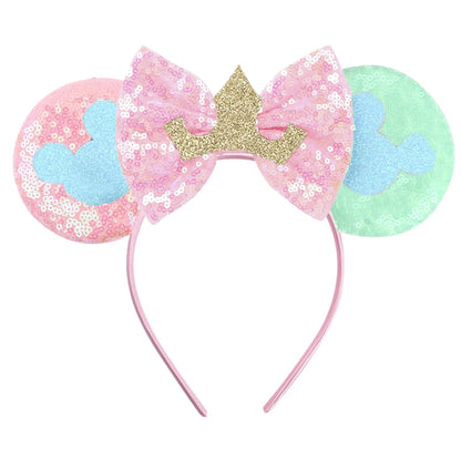 Disney Cartoon Mouse Ears Headband - Sequin Bow Hair Accessory for Girls, Birthday Parties & Cosplay