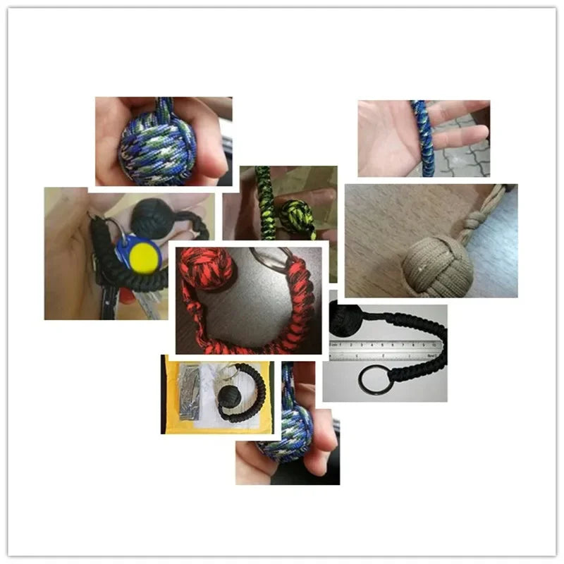Black Monkey Fist Steel Ball – Outdoor Self-Defense Keychain for Survival & Personal Protection