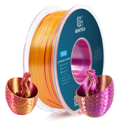 Geeetech Tri-Color Silk PLA 3D Printer Filament – 1.75mm, 1KG Spool, Vacuum Pack, Special Colors