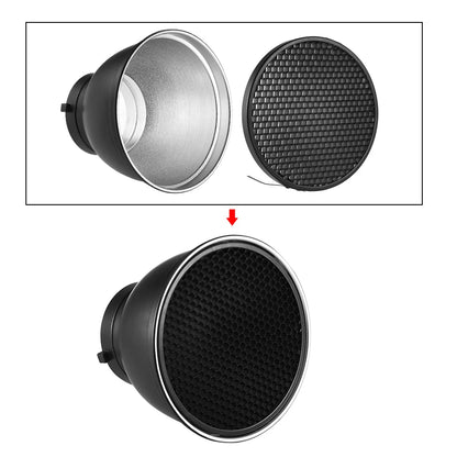 Andoer 7" Reflector Diffuser Lamp Shade – 60° Honeycomb Grid for Bowens Mount Studio Strobe Flash & Speedlite