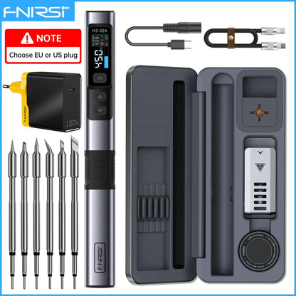 FNIRSI HS-02 Adjustable Temperature Soldering Iron – 20V 100–450℃ 100W Portable Welding & Repair Rework Station Tool