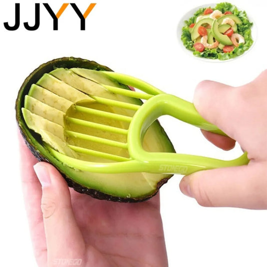 JJYY 3-in-1 Avocado Slicer: Shea Corer, Butter Fruit Peeler, Cutter & Pulp Separator - Plastic Kitchen Vegetable Tool